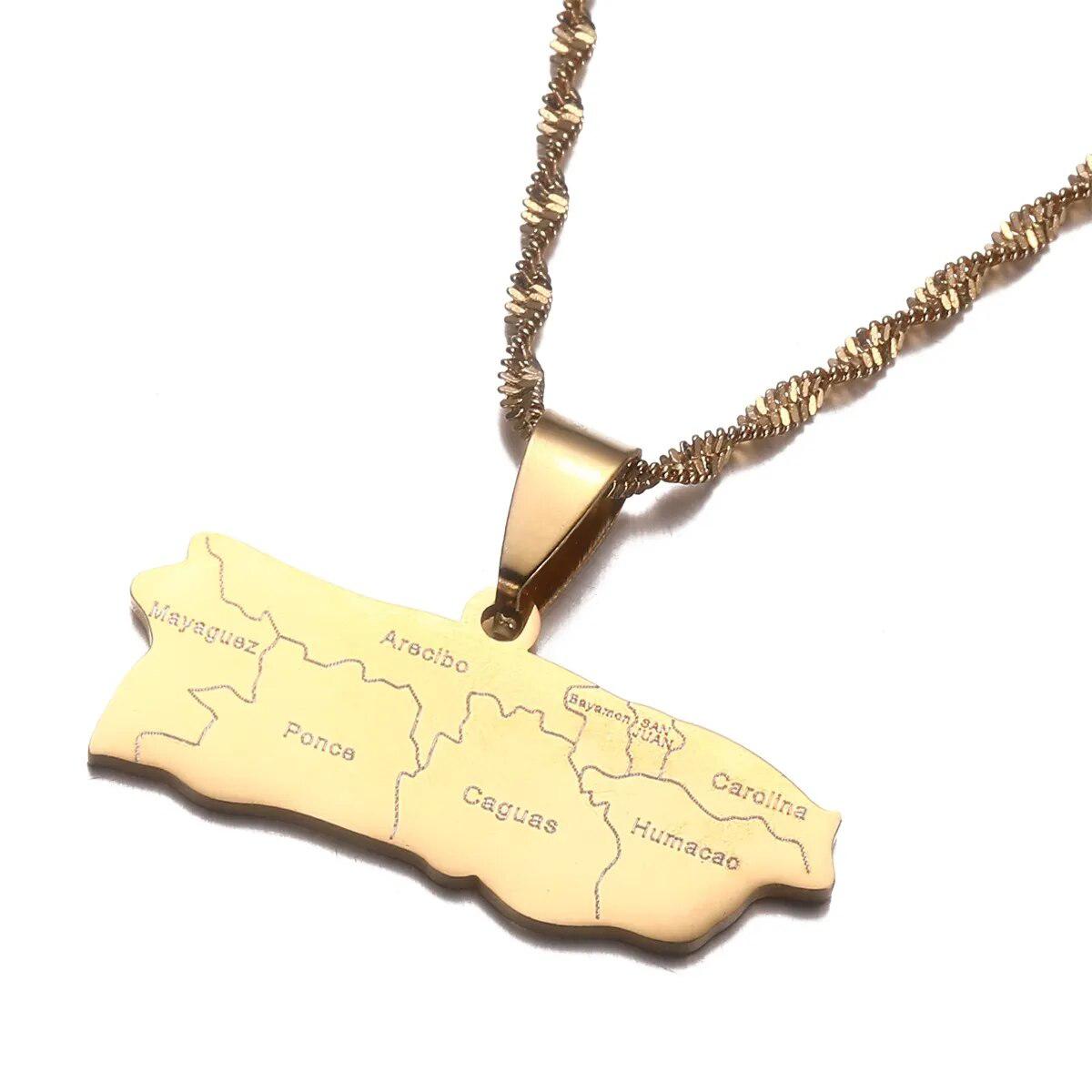 Puerto Rico Map Necklace