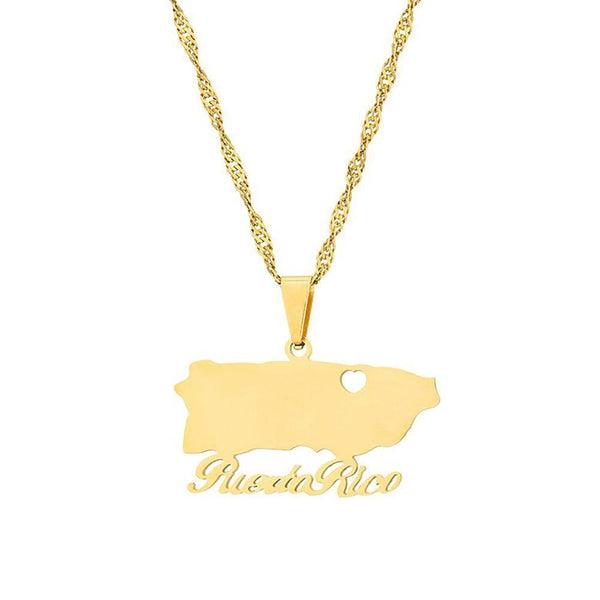 Puerto Rico Map Necklace