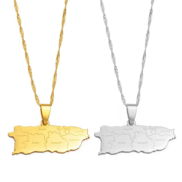 Puerto Rico Map Necklace