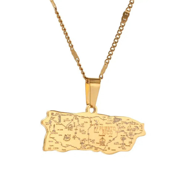 Puerto Rico Map Necklace