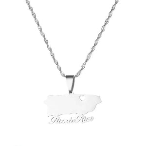 Puerto Rico Map Necklace