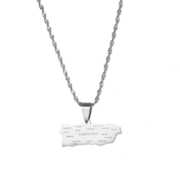 Puerto Rico Map Necklace