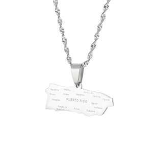 Puerto Rico Map Necklace