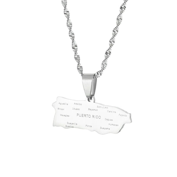 Puerto Rico Map Necklace