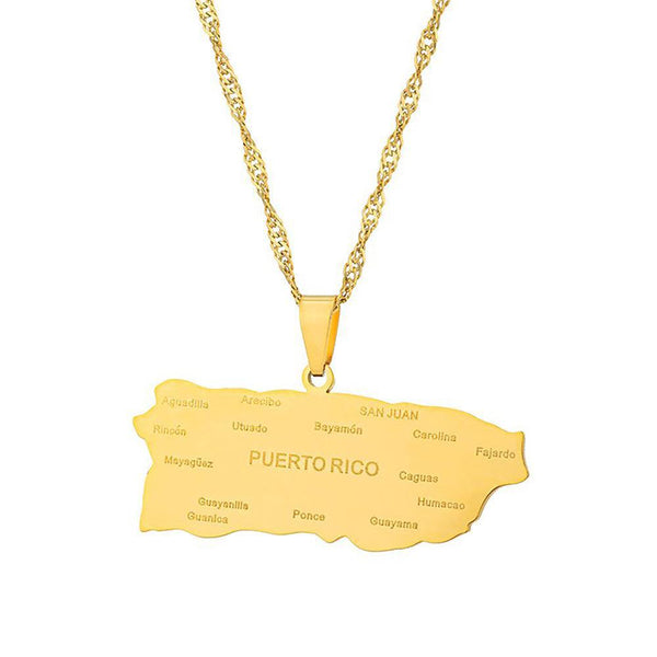 Puerto Rico Map Necklace