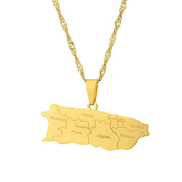 Puerto Rico Map Necklace