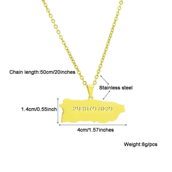 Puerto Rico Map Necklace