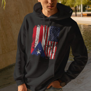 Puerto Rico USA Flag - Half American Hoodie
