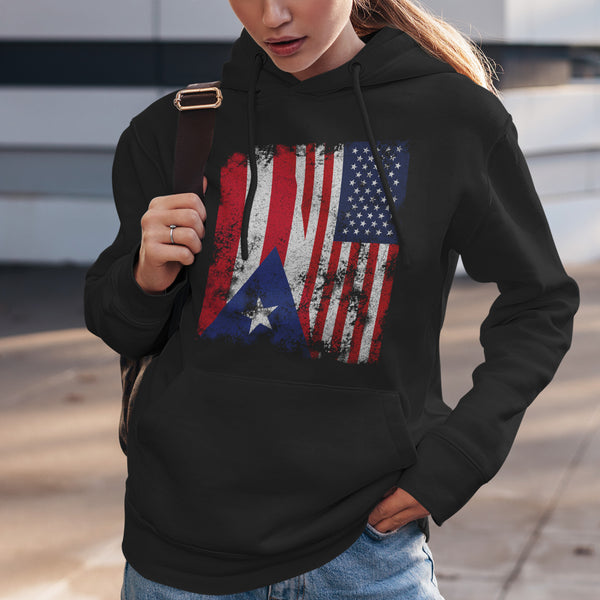 Puerto Rico USA Flag - Half American Hoodie