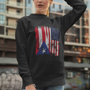Puerto Rico USA Flag - Half American Sweatshirt
