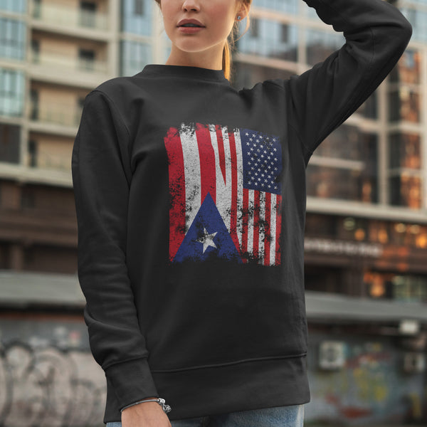 Puerto Rico USA Flag - Half American Sweatshirt