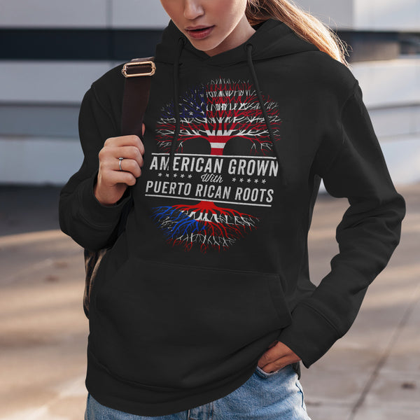 American Grown Puerto Rican Roots Flag Hoodie