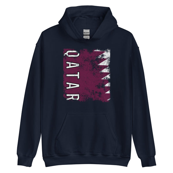 Qatar Flag - Distressed Flag Hoodie