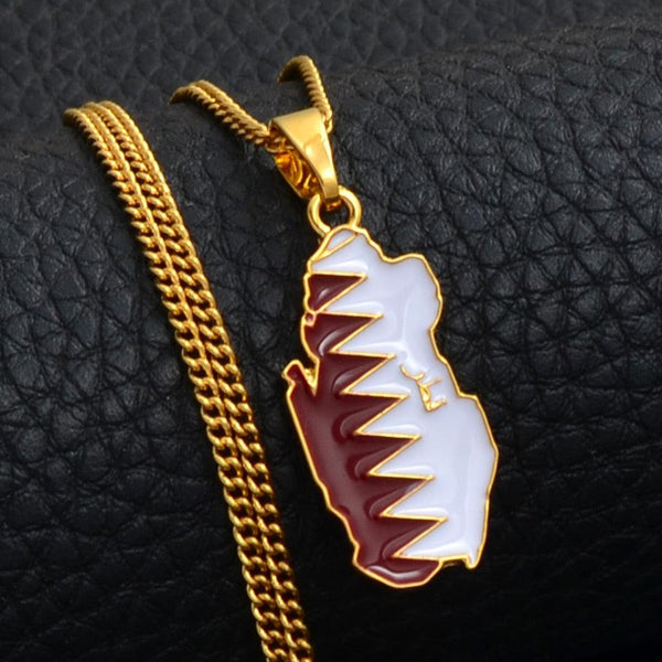 Qatar Flag Map Necklace