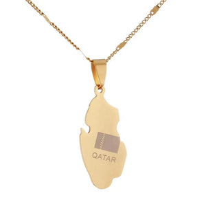 Qatar Flag Map Necklace