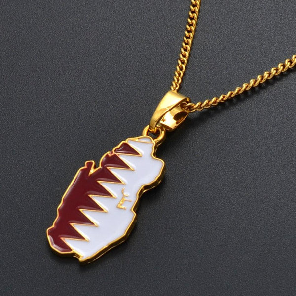 Qatar Flag Map Necklace