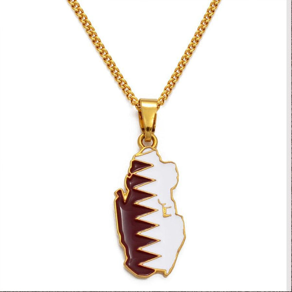 Qatar Flag Map Necklace