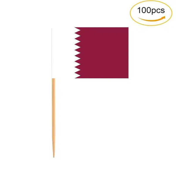 Qatar Flag Toothpicks - Cupcake Toppers (100Pcs)
