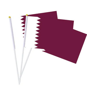 Qatar Flag on Stick - Small Handheld Flag (50/100Pcs)
