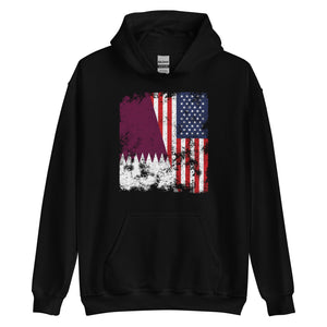 Qatar USA Flag - Half American Hoodie