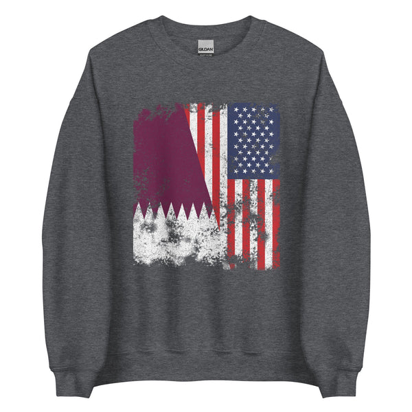 Qatar USA Flag - Half American Sweatshirt