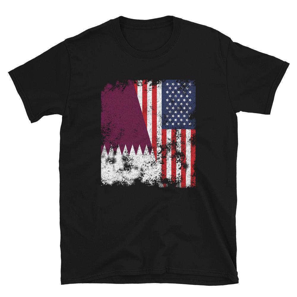 Qatar USA Flag - Half American T-Shirt