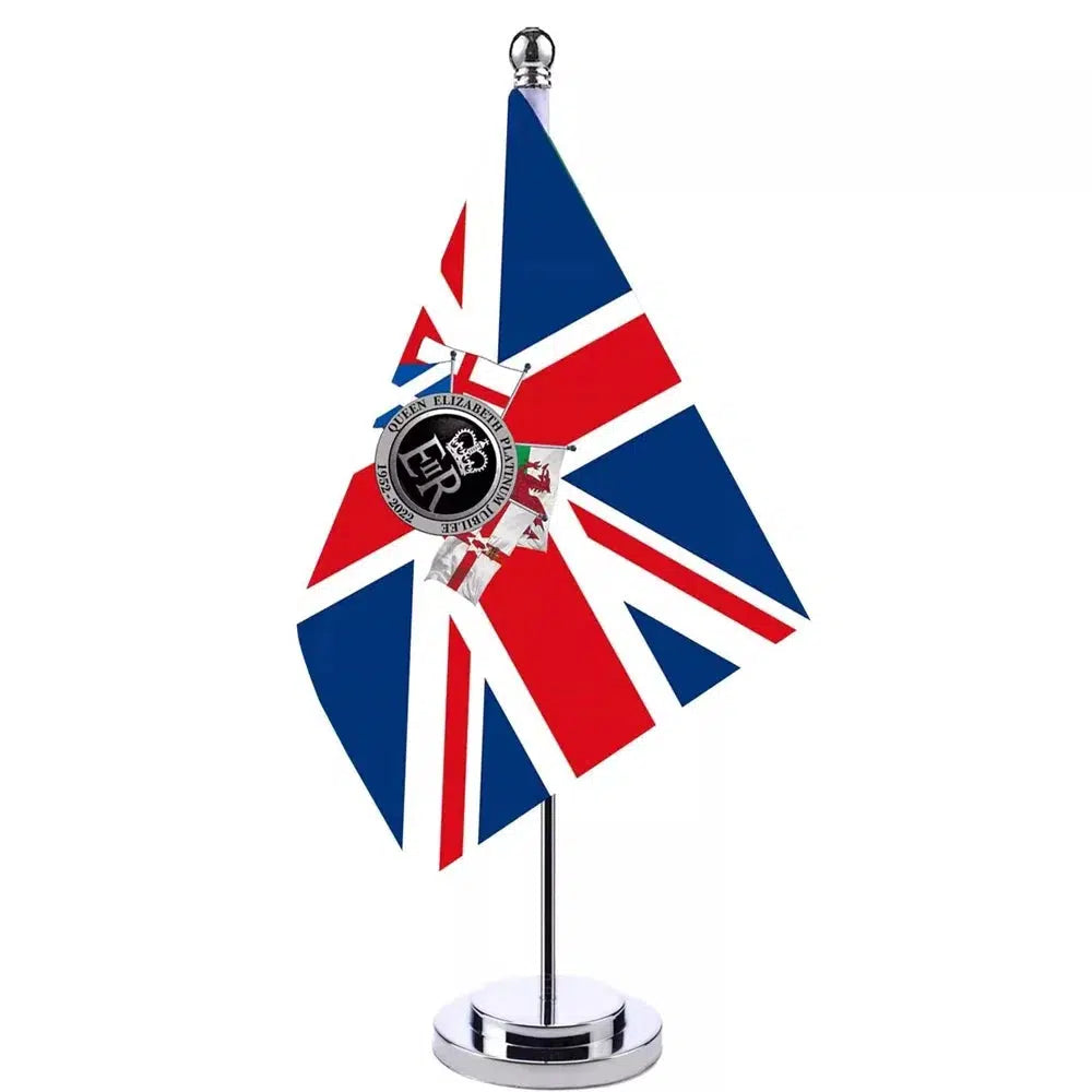 Queen Elizabeth II Desk Flag - Small Office Table Flag