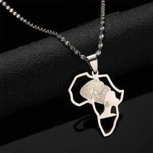 Queen Nefertiti & Africa Map Necklace