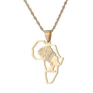 Queen Nefertiti Africa Map Necklace