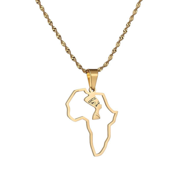 Queen Nefertiti Africa Map Necklace