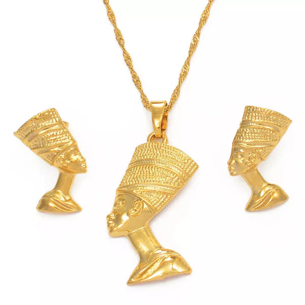 Queen Nefertiti Necklace & Earrings