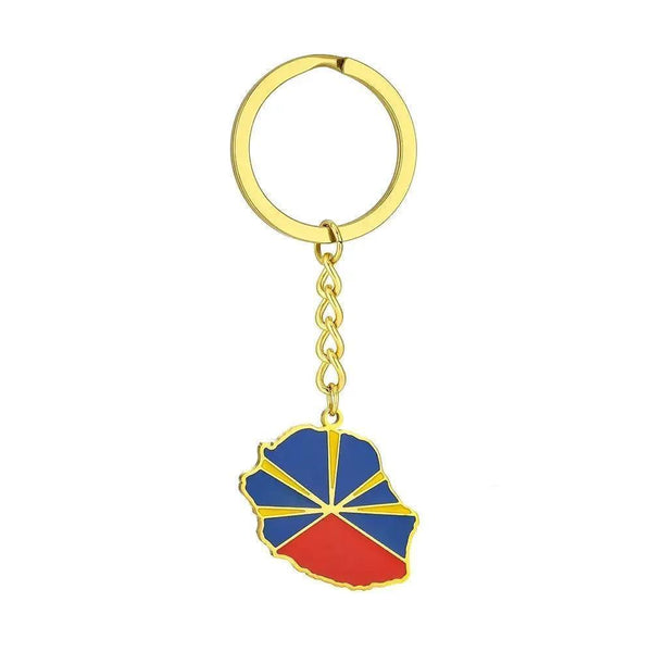 Réunion Flag Map Keychain