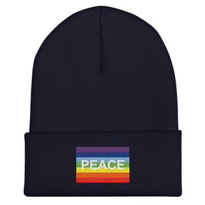 Rainbow Peace Flag Beanie - Embroidered Winter Hat