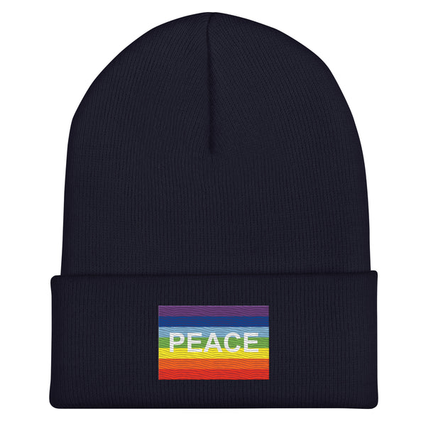 Rainbow Peace Flag Beanie - Embroidered Winter Hat
