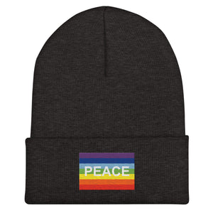 Rainbow Peace Flag Beanie - Embroidered Winter Hat