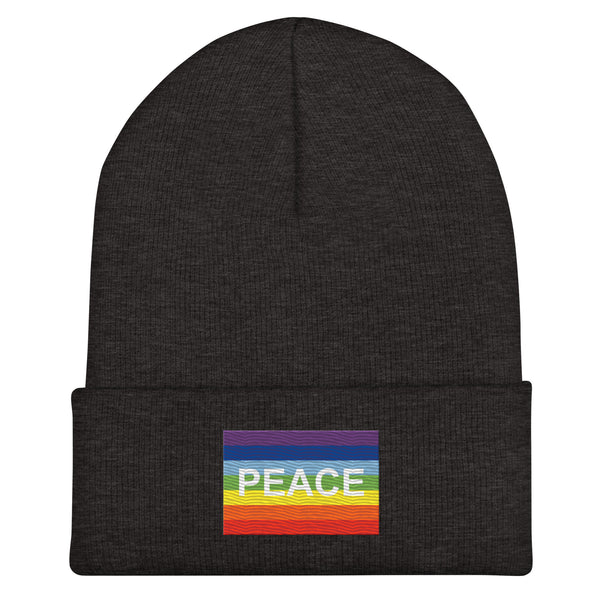 Rainbow Peace Flag Beanie - Embroidered Winter Hat