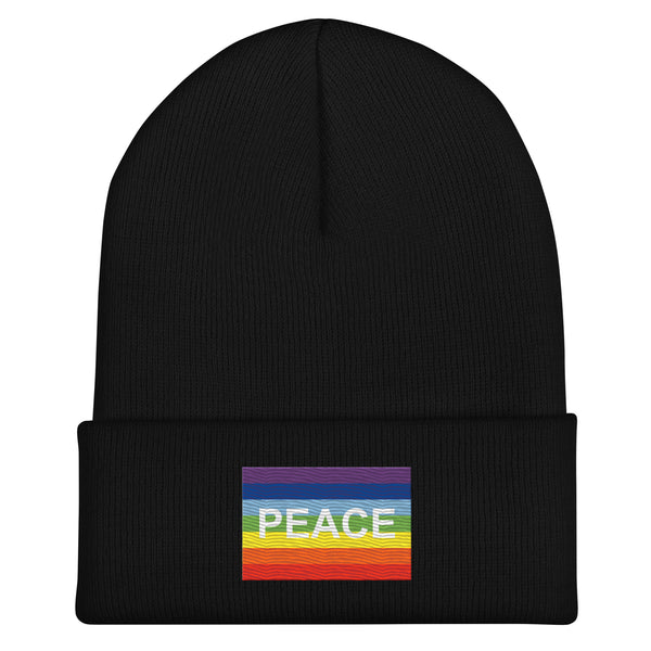 Rainbow Peace Flag Beanie - Embroidered Winter Hat