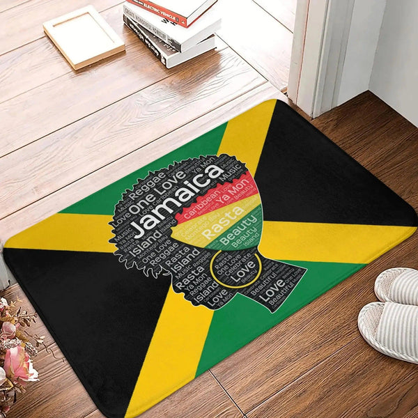 Rasta Flag Doormats - Jamaica Welcome Mats for Bath and Front Door