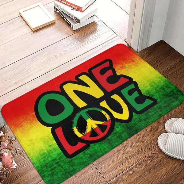 Rasta Flag Doormats - Jamaica Welcome Mats for Bath and Front Door