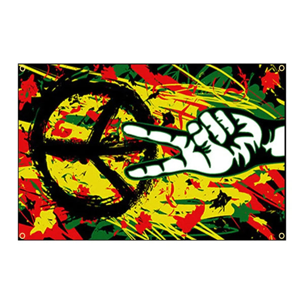 Rasta Peace Flag - 90x150cm(3x5ft) - 60x90cm(2x3ft)