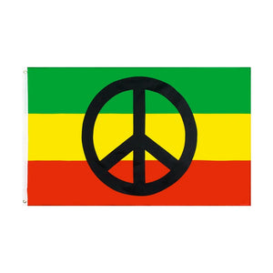 Rasta Peace Sign Flag - 90x150cm(3x5ft) - 60x90cm(2x3ft)