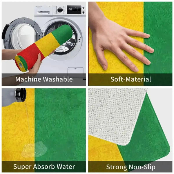 Rasta Flag Doormats - Jamaica Welcome Mats for Bath and Front Door