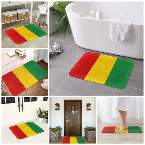 Rasta Flag Doormats - Jamaica Welcome Mats for Bath and Front Door