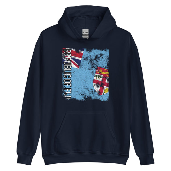 Republic Of Fiji Flag - Distressed Flag Hoodie