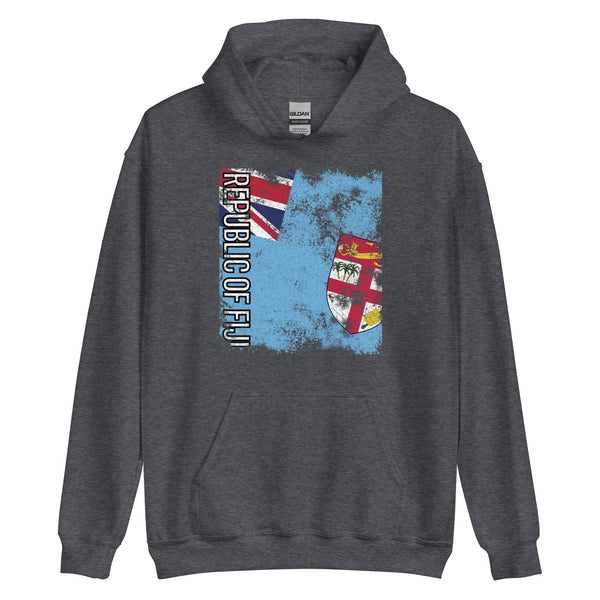 Republic Of Fiji Flag - Distressed Flag Hoodie