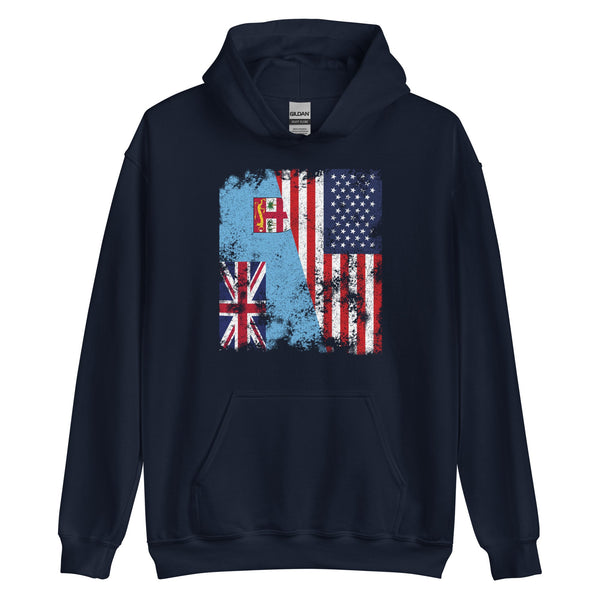 Republic of Fiji USA Flag Half American Hoodie