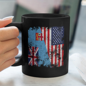 Republic of Fiji USA Flag Half American Mug