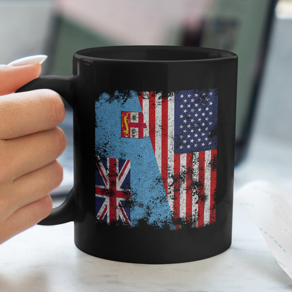 Republic of Fiji USA Flag Half American Mug