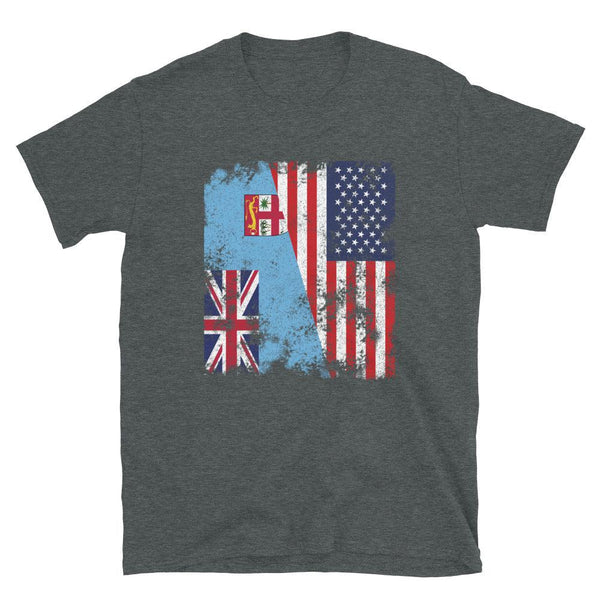 Republic of Fiji USA Flag Half American T-Shirt