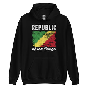Republic of the Congo Flag Distressed Hoodie